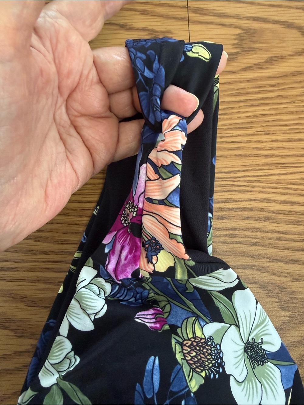 Black Floral Multi Color Swimsuit, Full Coverage, high back, Wide Straps, NWT - Picture 4 of 16